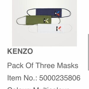 BNWT Kenzo face masks. 3 pack  Orig $85